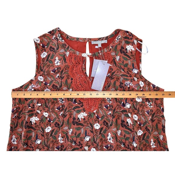 Daniel Rainn Women's Floral Flow Tank with Crochet Neckline Plus Size 2X Orange - Picture 8 of 9